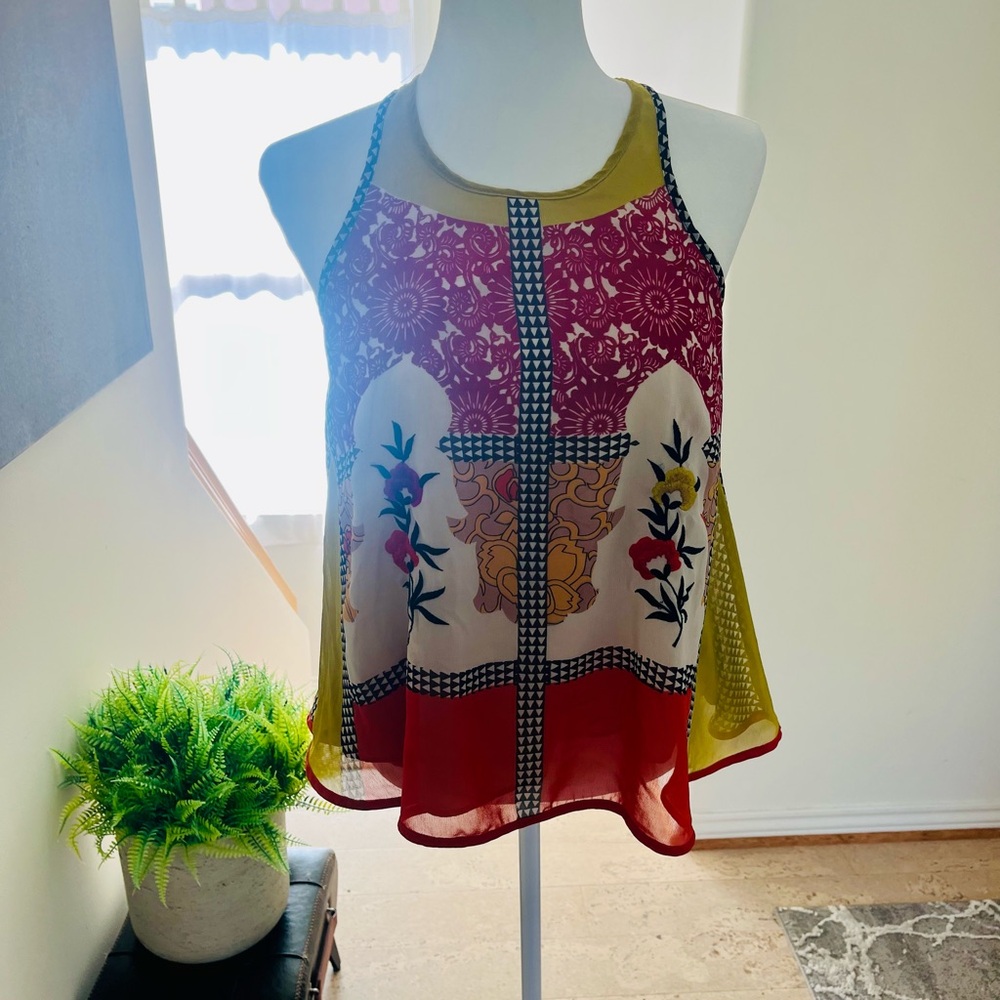 Colorful Floral Halter Tank Top